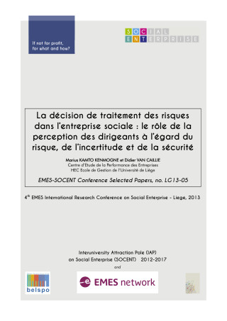 La décision de traitement des risques dans l’entreprise sociale: le rôle de la perception des dirigeants à l’égard du risque, de l’incertitude et de la sécurité